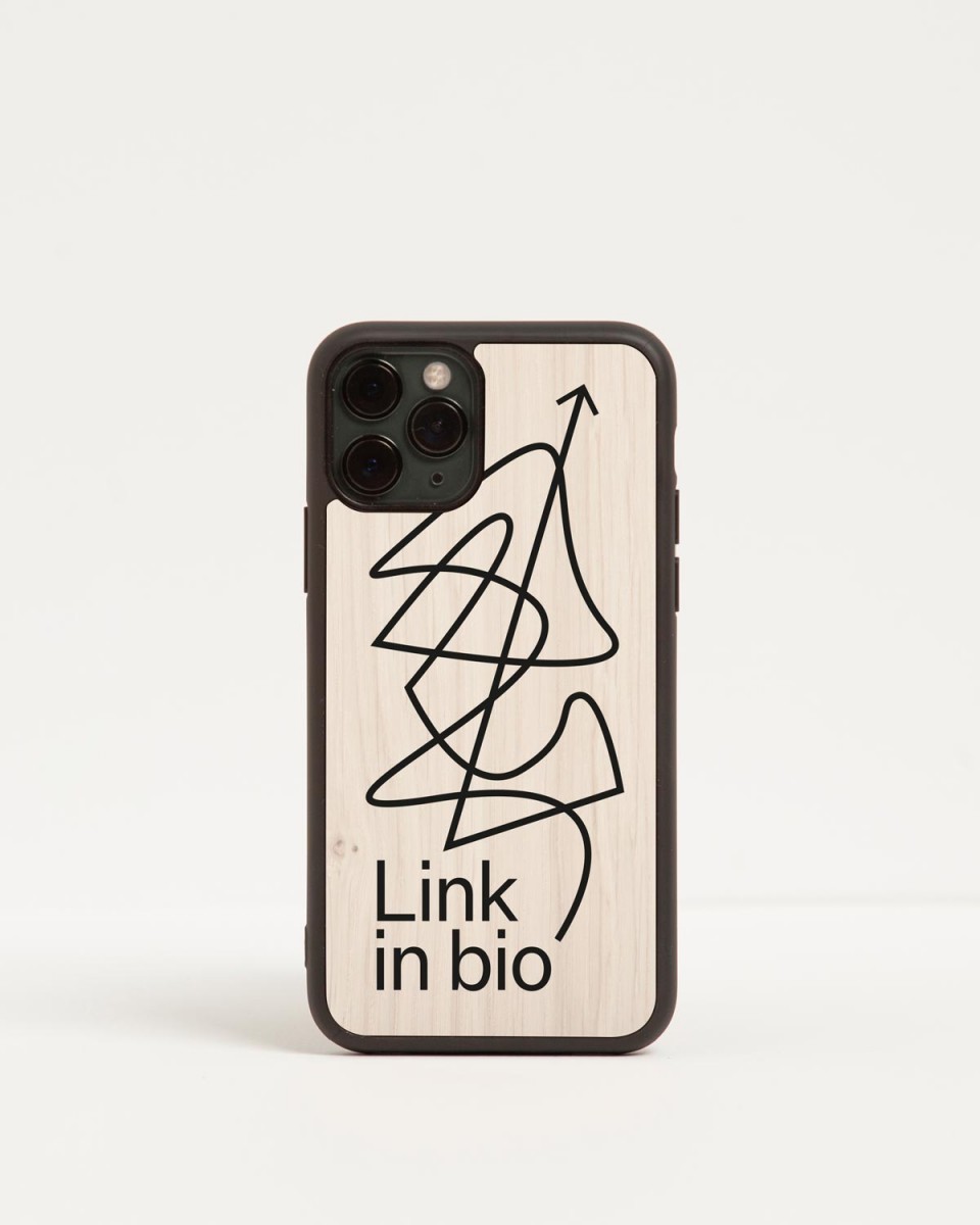 wood'd link in bio iphone cover - front