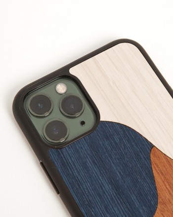 wood'd inlay blue iphone cover - side
